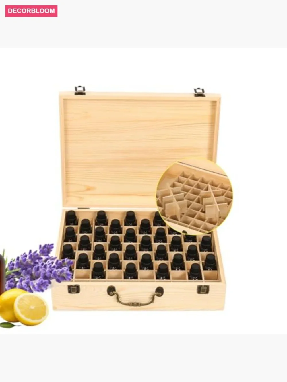 Wooden Essential Oil Storage Box Travel Case Holds 80 Bottles 5-15ml